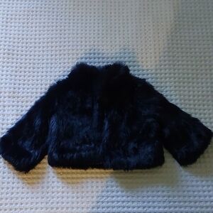 Janie and Jack Midnight Faux Fur Pea Coat